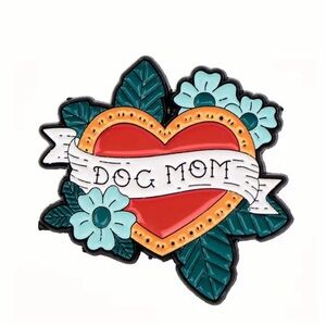 Dog Mom Heart Pin with Floral Accents